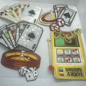 Vintage Lot 5 Patches Casino Gambling LAS VEGAS Cards Slot New Free Shipping